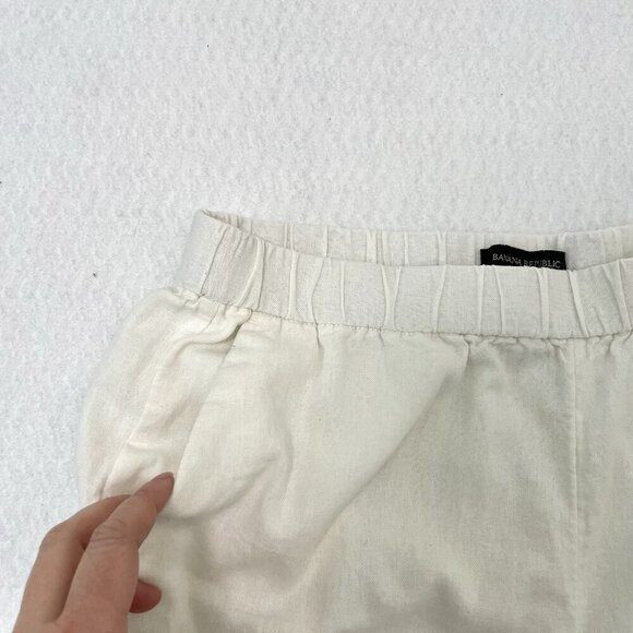 Banana Republic Linen Blend Pull-On Straight Leg Pants Summer White size Medium - Picture 4 of 5